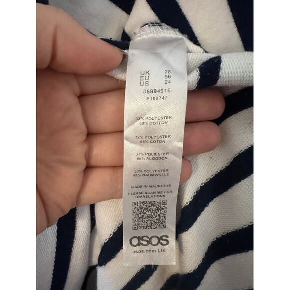 Asos womens size 24 navy blue and white stripped sailor style long sleeve shirt - Picture 4 of 5